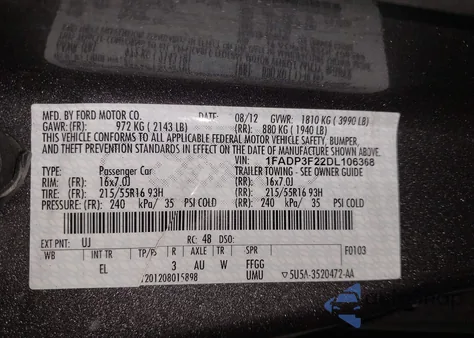 2013 Ford Focus Se from USA, damaged, VIN 1FADP3F22DL106368